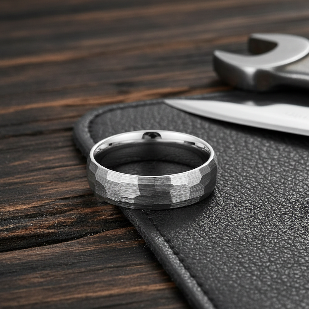 Hammered Brushed Titan Ring