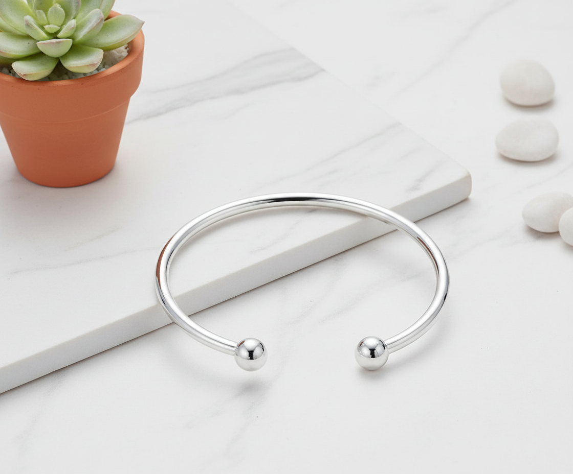 Open Bangle 925 Sterling Silver Armband