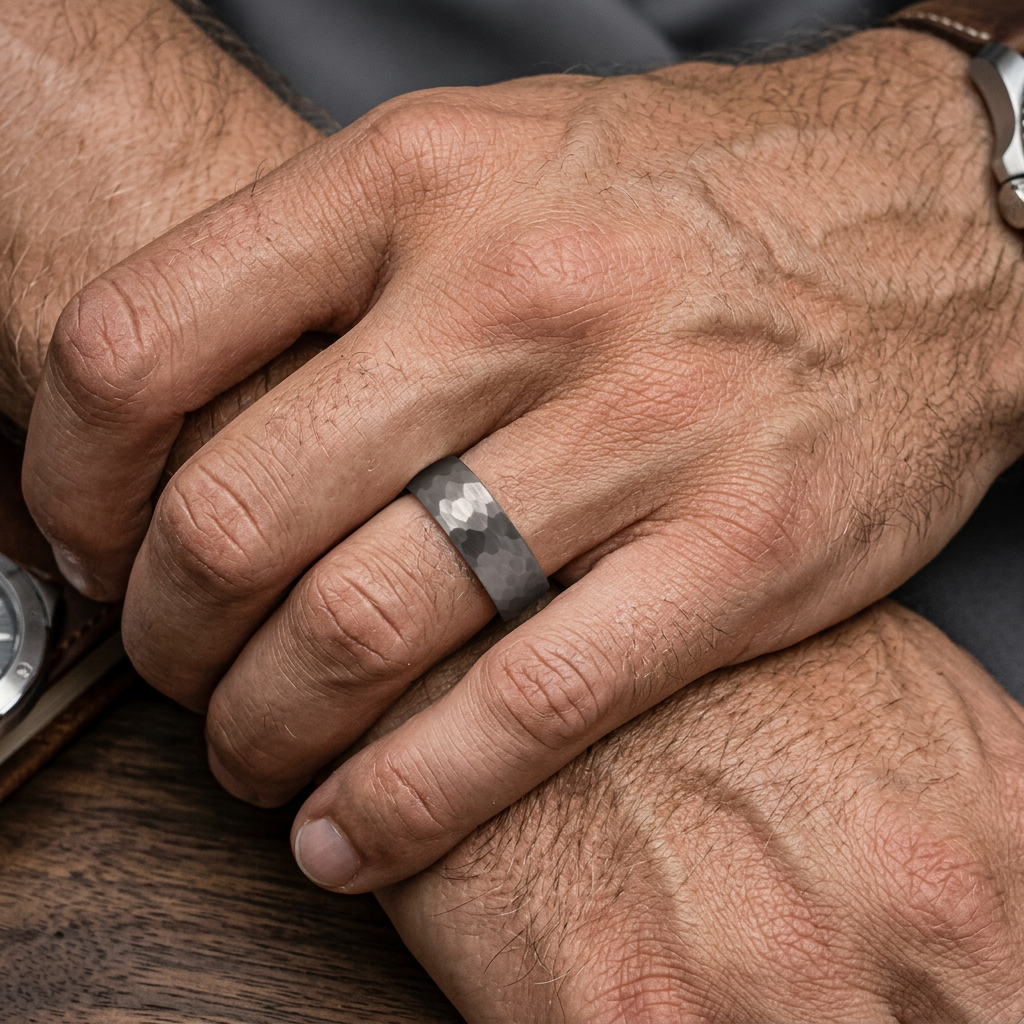 Hammered Brushed Titan Ring
